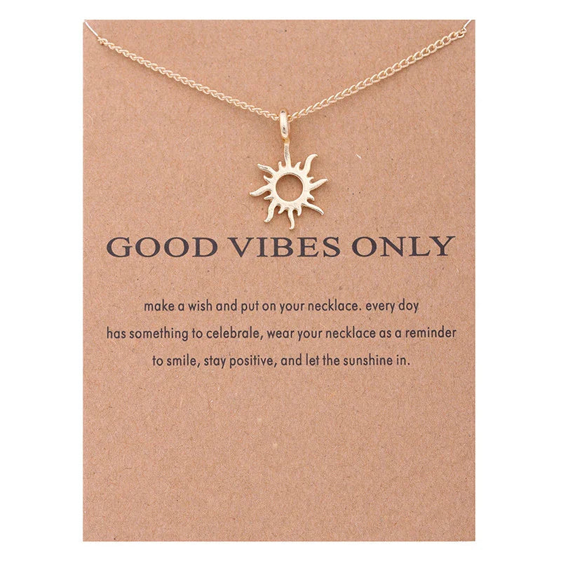 New Trendy Alloy Cute Elegant Sun Love Star Leaves Clover Unicorn Luck Pendant Necklaces for Women Fashion Accessories Jewelry