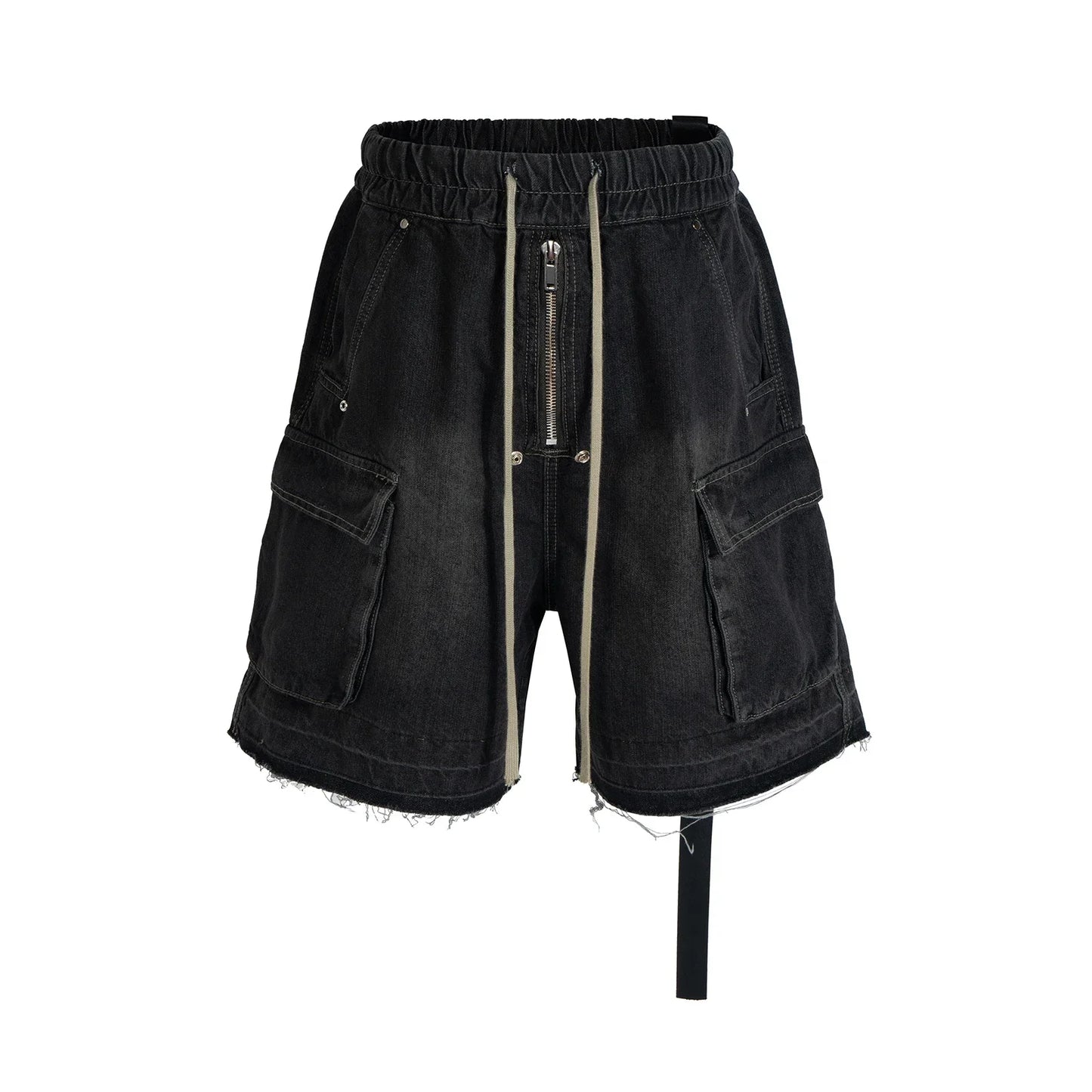 Gothic street jeans with multiple pockets men's shorts wide-legged loose nine-quarter pants knee-length pants loose casual pants