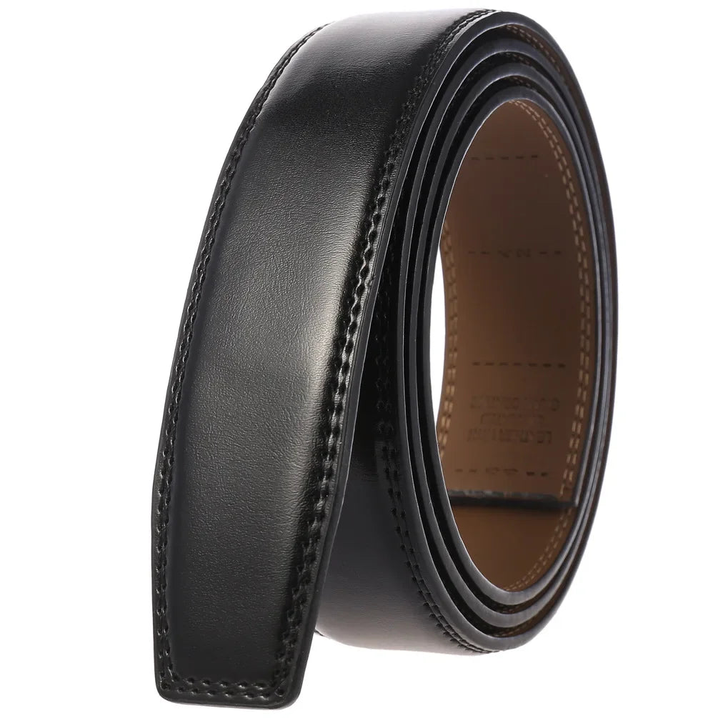 3.5cm Belt No Buckle Cow Genuine Leather Belt Body for Automatic Buckle High Quality Black Brown Belts Without Buckle Cowskin