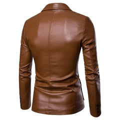 Men Slim Autumn Causal Vintage Leather Jacket Coat Men Design Motorcycle