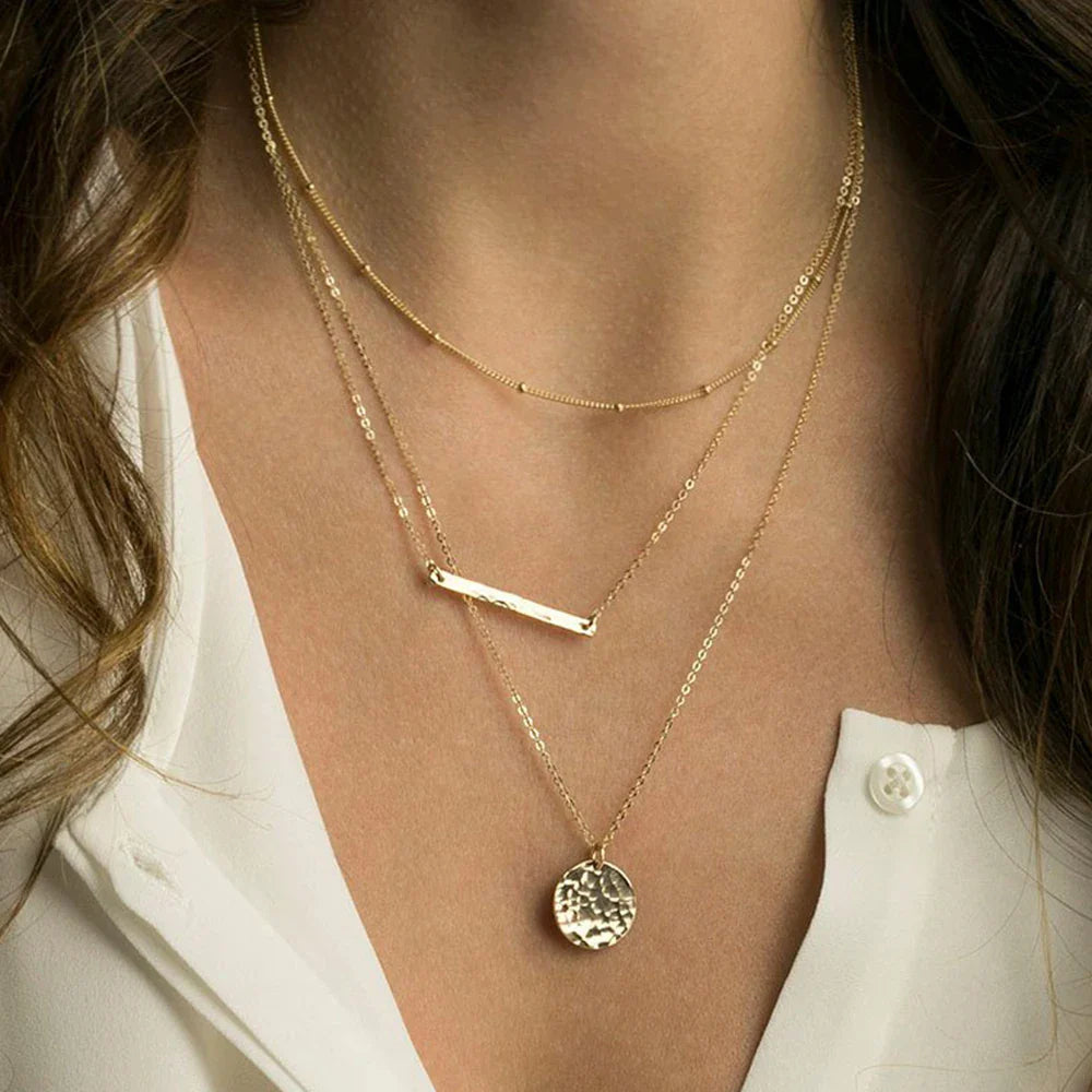 SUNIBI Stainless Steel Chain Necklace for Women Gold Color Thin Choker Bead Chain Necklace Jewelry Wholesale Dropshipping