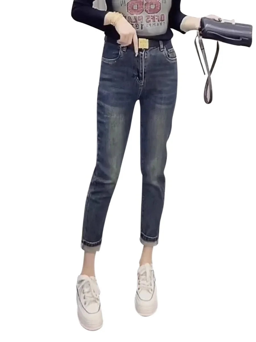 Y2k Jeans Nine Minute Smoke Tube Women Jeans Large Size High
