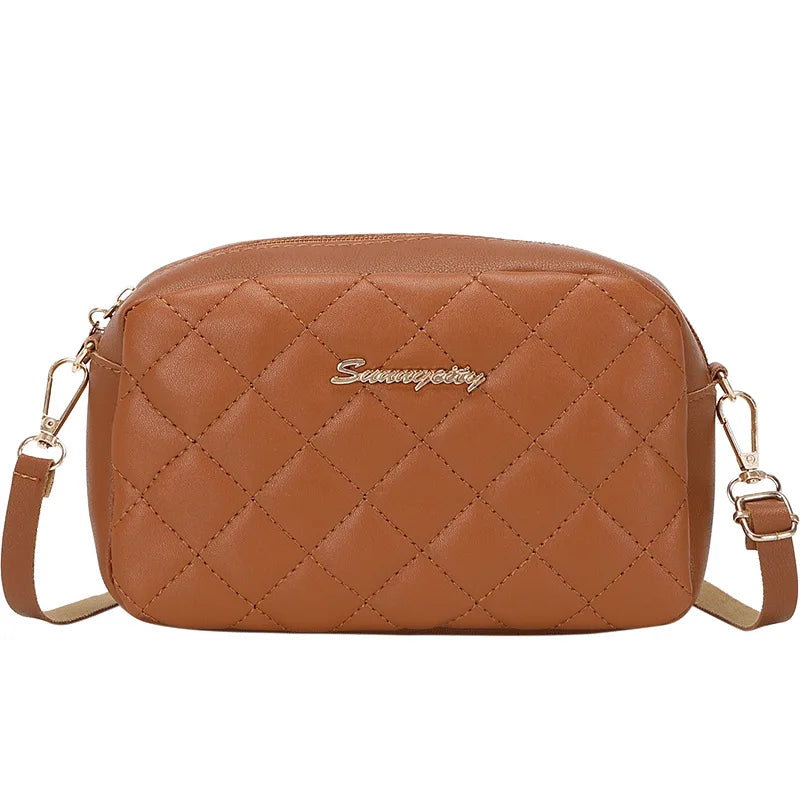 Simple Solid Color Leather Shoulder Bag For Women Lady Crossbody Messenger Bag