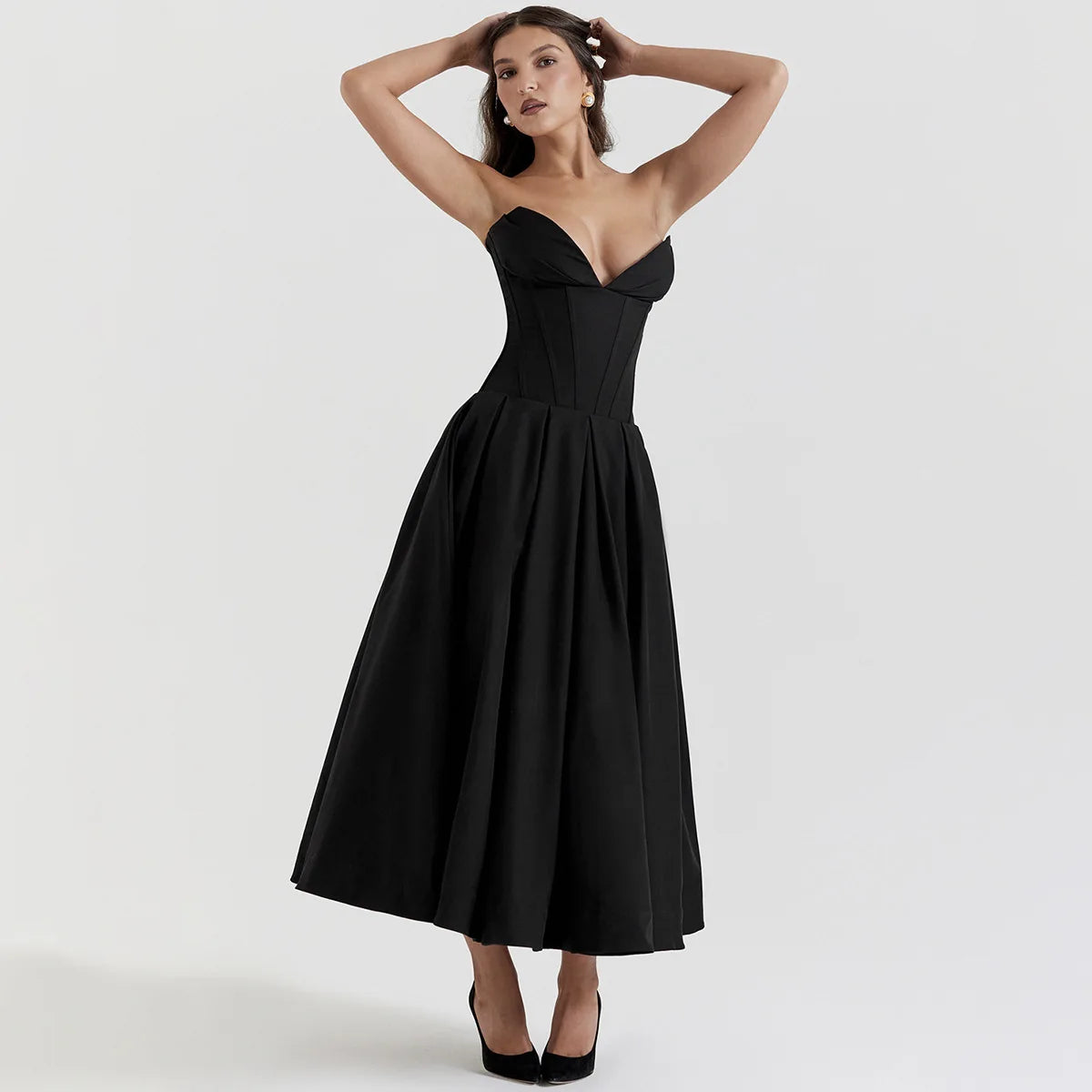 Evening wear Dresses: Sleeveless Strapless Elegant Wedding Prom Dress for Women