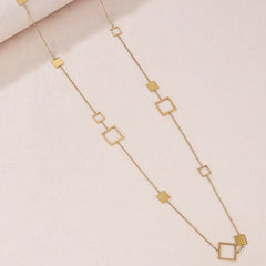 18K gold-plated stainless steel hollow square round rectangular star long necklace