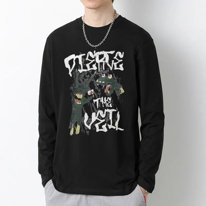 T-shirt for Men Summer Cross of Thorns Suitcase Men's T-shirts Long-sleeved Dark Hip-hop Men's oversize t-shirt Y2k T Shirt Tops