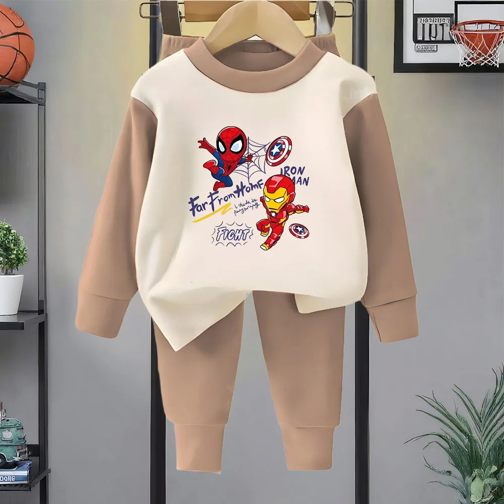 Spring Autumn Children's Clothing Sets Boys Sleepwear Clothes Kids Anime Spiderman Pajamas Set Soft Dralon Iron Man Pijamas New
