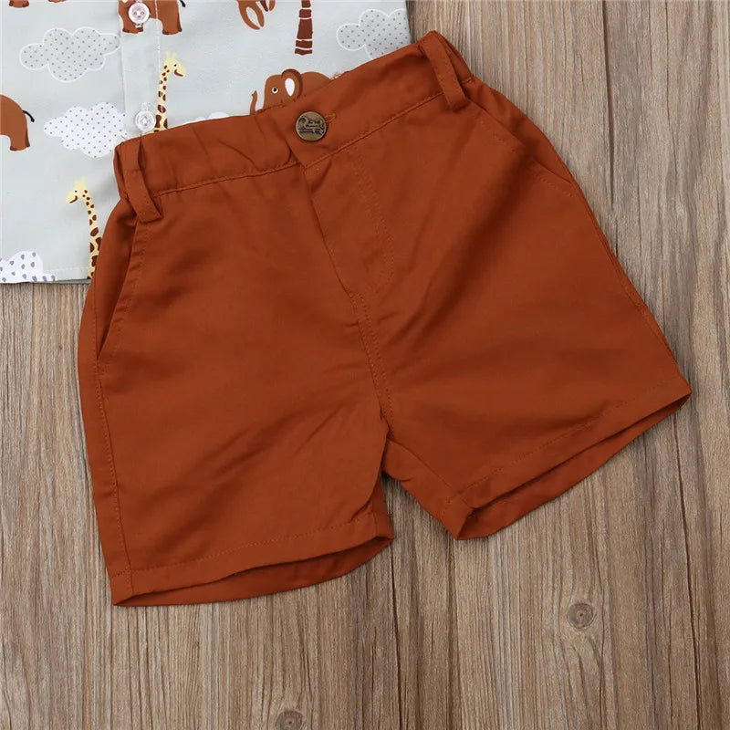 1-5years Kids Boys Printing Clothes Set Casual Short Sleeve T-Shirt + Short Pants Suit For Boys Summer Casual Outfits