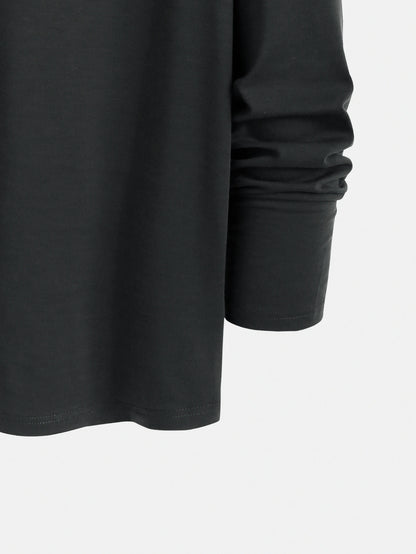 Trendy new long-sleeved t-shirt men's simple printed round neck T-shirt trend versatile casual tops men's T-shirt