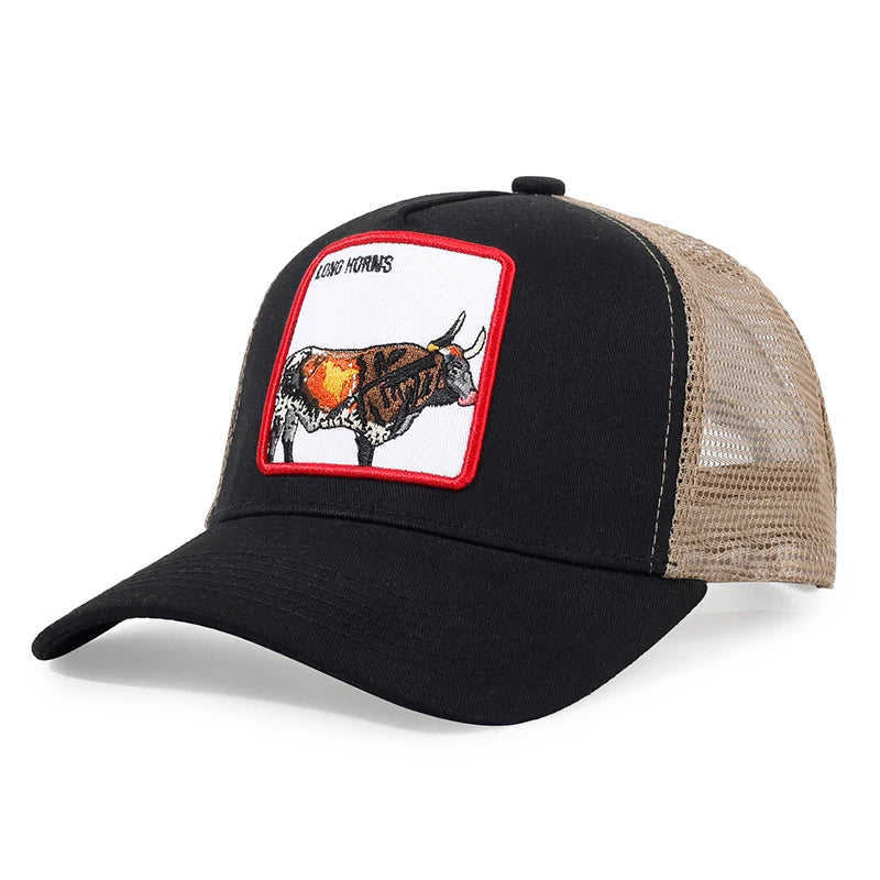 Animal Embroidery Color Block Cartoon Baseball Hats New Men Women Mesh Sunshade Casual Breathable Fashion Versatile Trucker Caps