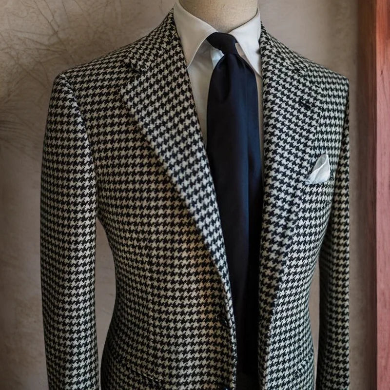 Tuxedo for Mens: Business Blazer for Men Plaid Notched Lapel Suit Jacket