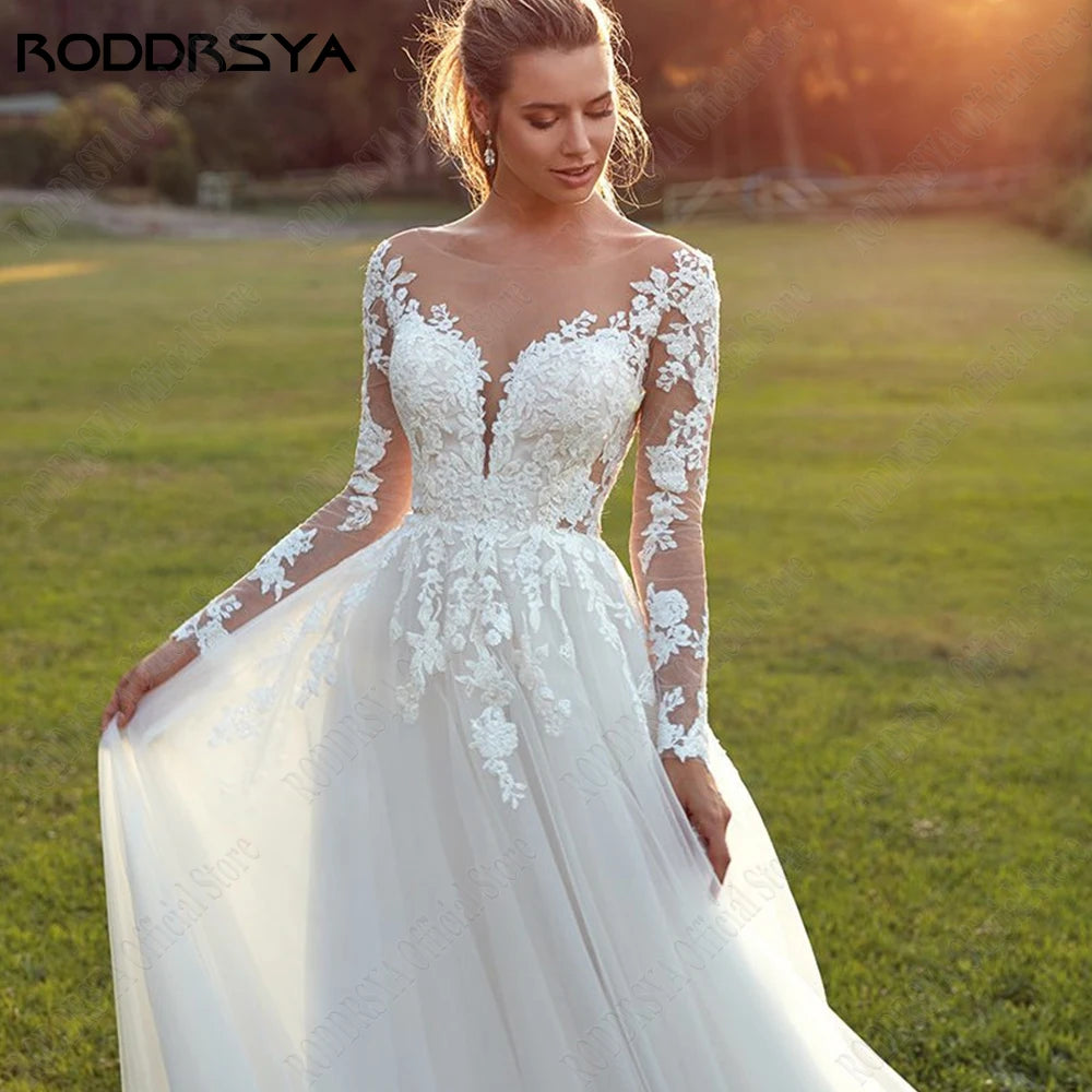 White Bridesmaid Dresses: Wedding Dresses For Woman Long Sleeves Illusion