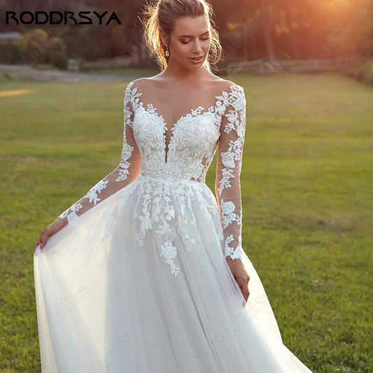 White Bridesmaid Dresses: Wedding Dresses For Woman Long Sleeves Illusion