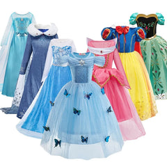 Cinderella Anna Elsa Costume Children Princess Dress for Girls Kids Cosplay Snow