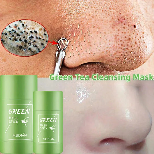 Original Facial Remove Blackhead Green Tea Solid Mask Treat Acne Blemish Black Dots Clean Stick Cream Shrink Pores Skin Care ﻿