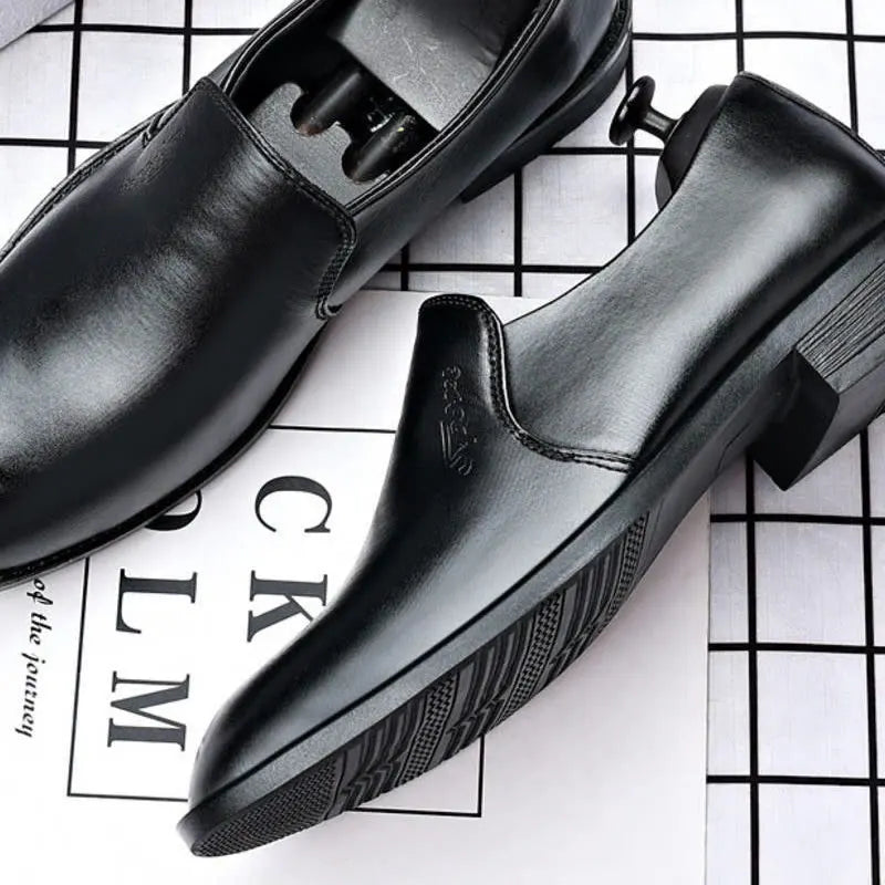 Mens Leather Dress Shoes Gentleman Formal Men Shoe Luxury Brand Casual Loafers Men's Social Autumn Wedding Elevator Shoes