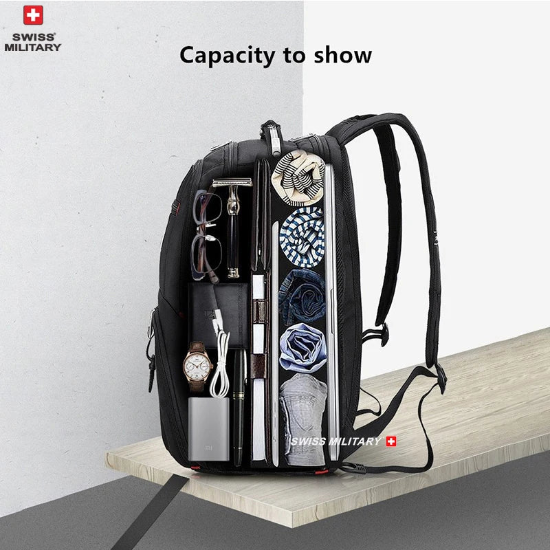 SWISS MILITARY Fashion Travel Multifunction Large Capacity Male Bag Usb Charging Waterproof 23 inch Laptop Backpack Men Mochila