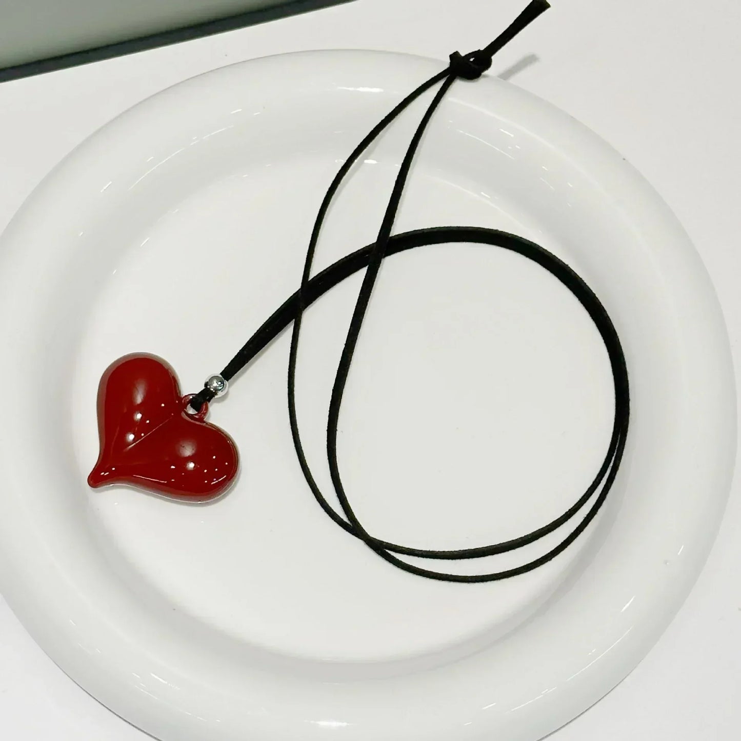 LATS New Heart Pendant Necklace for Women Men 85CM Adjustable Pull-out Sweater Chain Fashion Jewelry Accessory Gift
