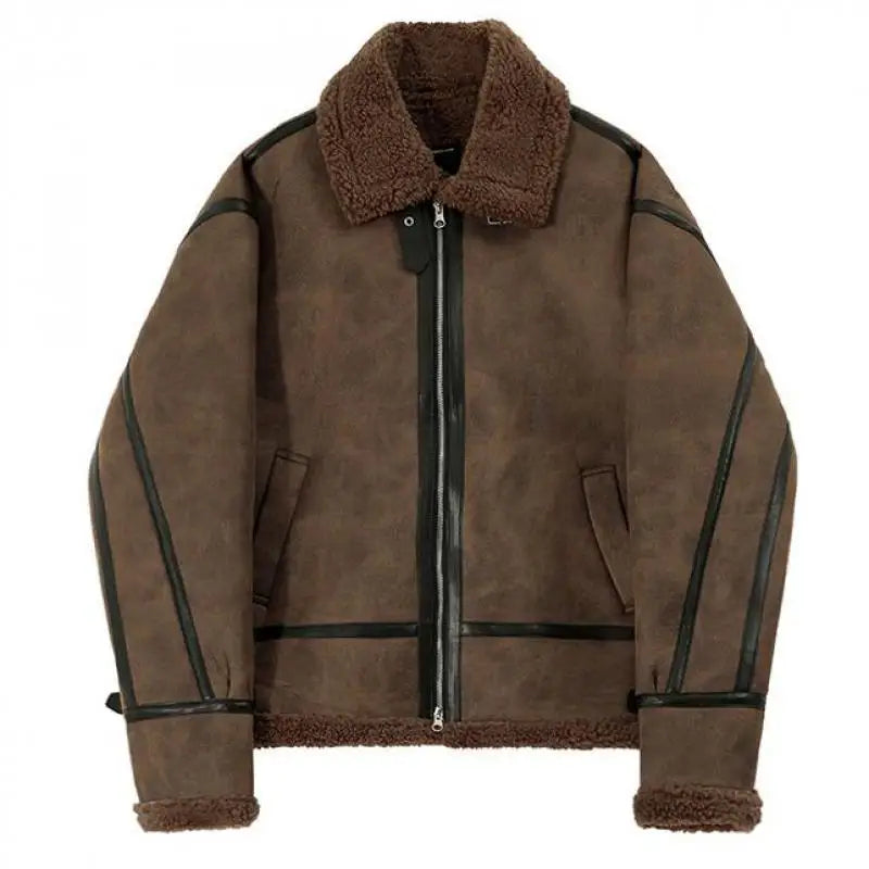 One-piece Cotton-padded Coat Men's Winter Korean-style Loose Suede Deer Jacket