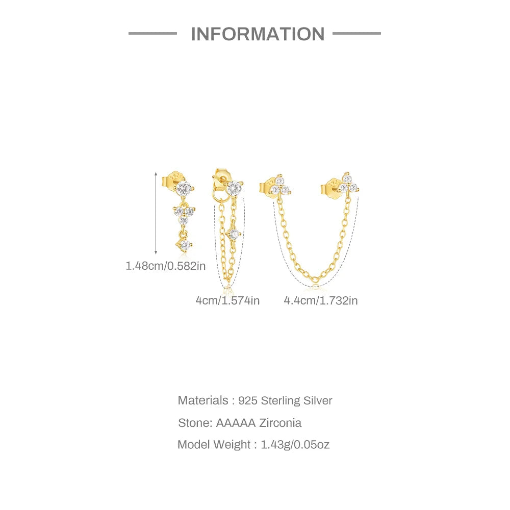 ROXI 925 Sterling Silver WaterDrop/Flower/Pearl Earring Set For Women 18k Gold Plated 3 piece Earring Party Jewelry Gifts