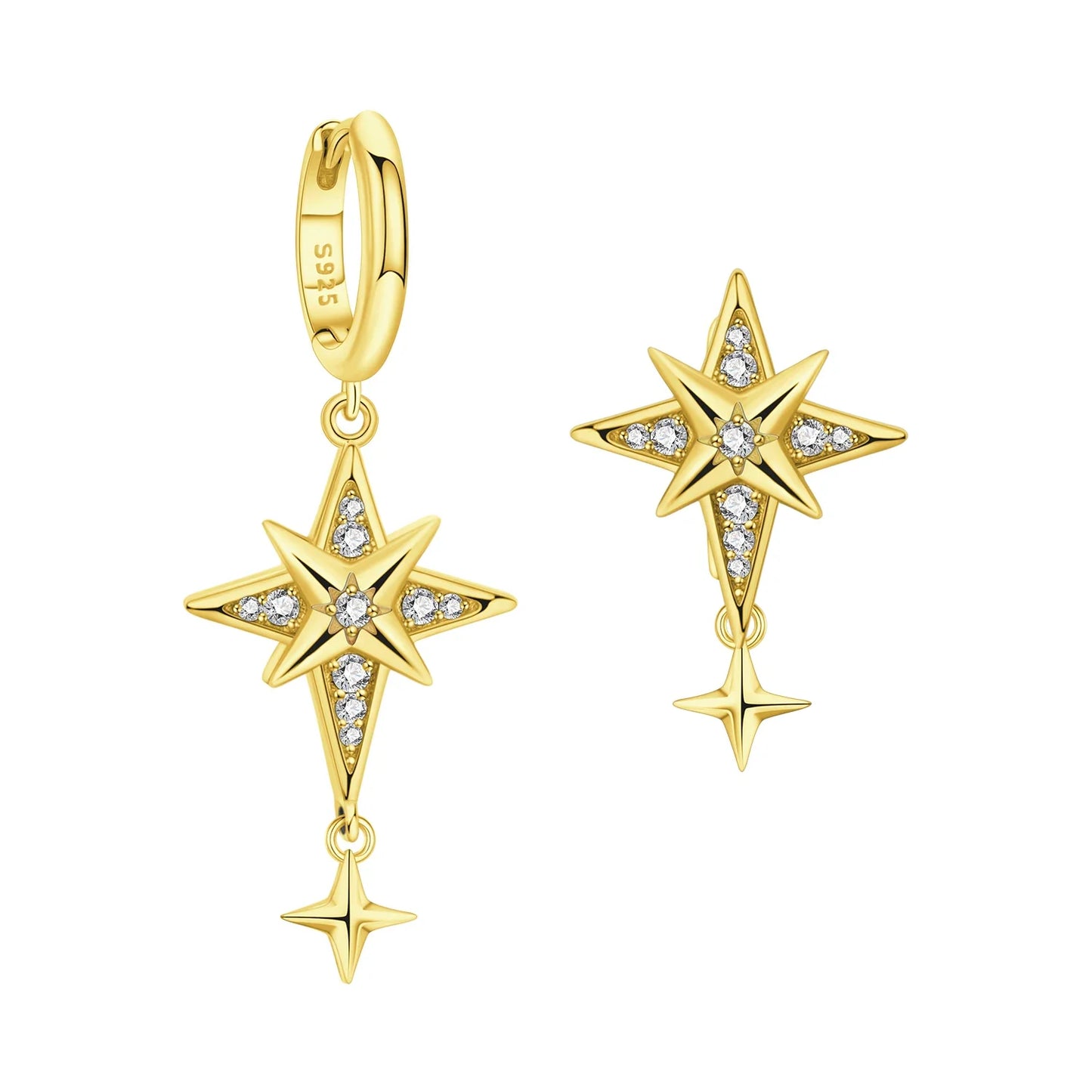 PANPOKI 925 Sterling Silver Multi Layer Starry Tassel Drop Earrings Women Earrings Charm Trend Versatile Party Jewelry Gifts