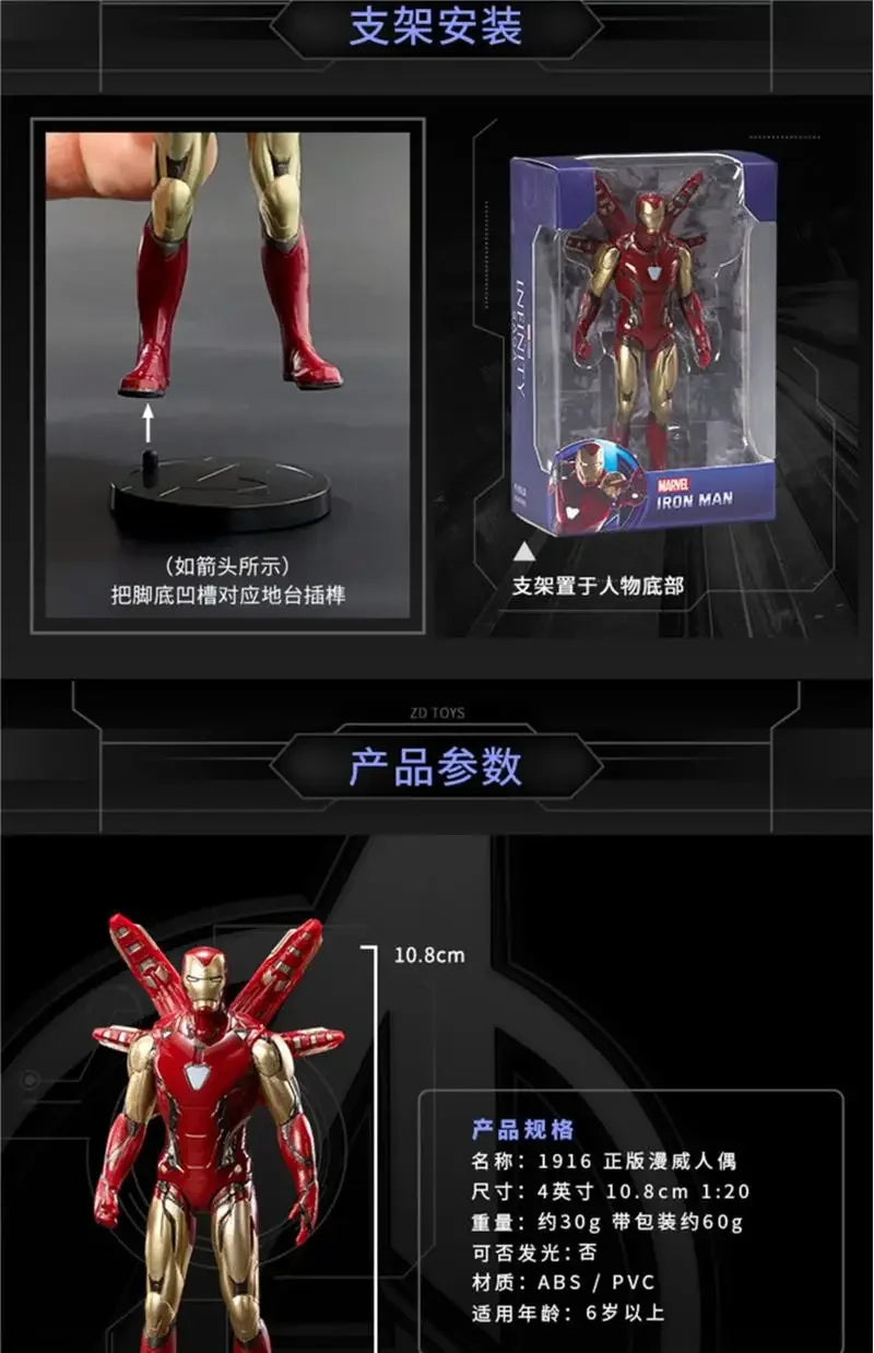 ZD Toys Official Avengers Legends: Iron Man, Spider Man, Thor, Captain America, Thanos, Hulk, War Machine Action Figures