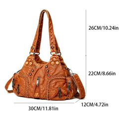 Y2k Women Shoulder Bag Vintage Punk Goth Fashion Designer Leather Tote Bag