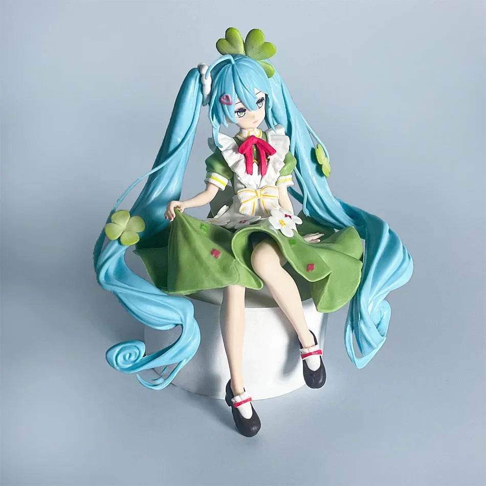 For beautiful girls, Cute Hatsune Miku figures, four-leaf clover flower fairy maiden models, decorative ornaments，birthday gift