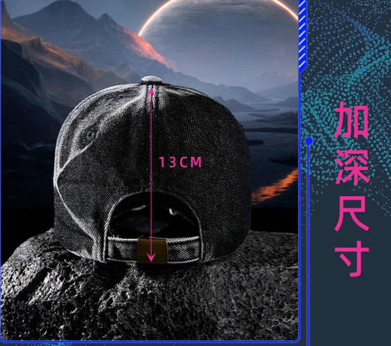 2024 Fashion New Denim Wash Do Old Vintage Baseball Cap Lady Fashion Hiphop Snapback Hat Men Big Size Sun Caps 55-62cm