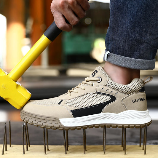 GUYISA Men's Steel Toe Anti Smash and Anti Piercing Fashionable Summer Style Low Help Construction Site Work Safety Shoes