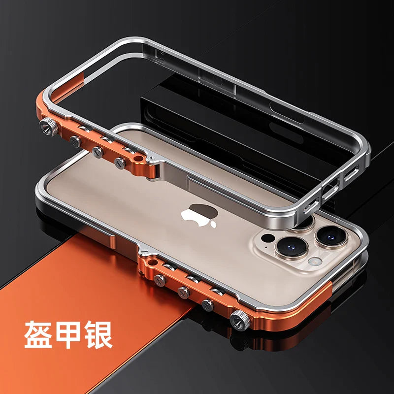 Armored Metal Frame Phone Case for iPhone 16 15 17 Pro Max Plus 17promax Anti Drop and Aluminum Alloy Frame Phone Case