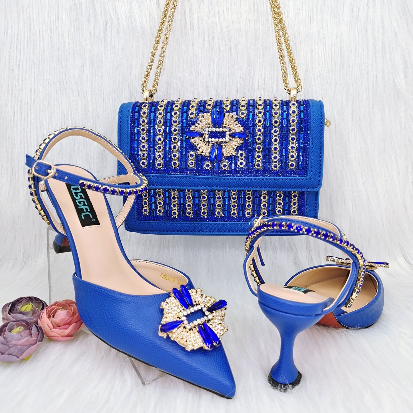 Italian Shoes And Bag Sets For Evening Party With Stones