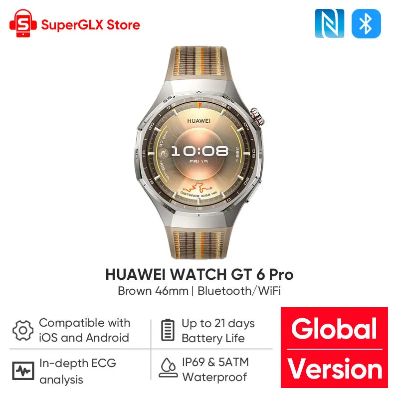 HUAWEI Watch GT 6 Pro Smartwatch Up to 21-Day Battery Life Global Version Watch GT6 Pro Work seamlessly with iOS and Android NFC