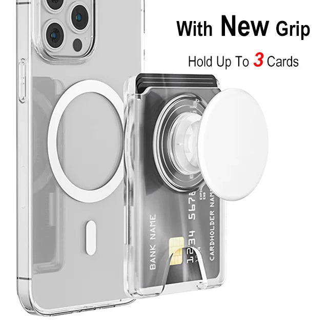 Grippopso Universal Magnetic Wallet With Expanding Phone Grip,Phone Card Holder Solid SocketWallet For IPhone Samsung Wallets