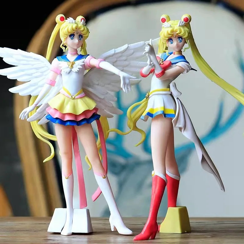 23cm Anime Sailor Moon Action Figure Doll Princess Serenity Cake Ornaments Collection PVC Tsukino Usagi Figure Model Toys Gifts