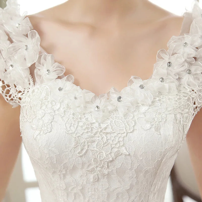 White Bridesmaid Dresses: Elegant Wedding Dresses Short Sleeves V-Neck Net