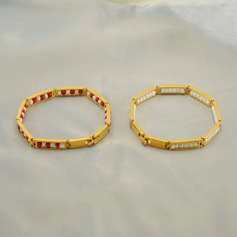 High Quality Titanium Steel Beaded Hand Bracelet Waterproof Bracelet Stainless Steel Jewelry Woman 2024 Bijoux Aciee Inoxydable