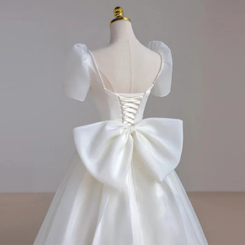 Homecoming Dresses: White Satin Maxi Wedding Dresses for Bride
