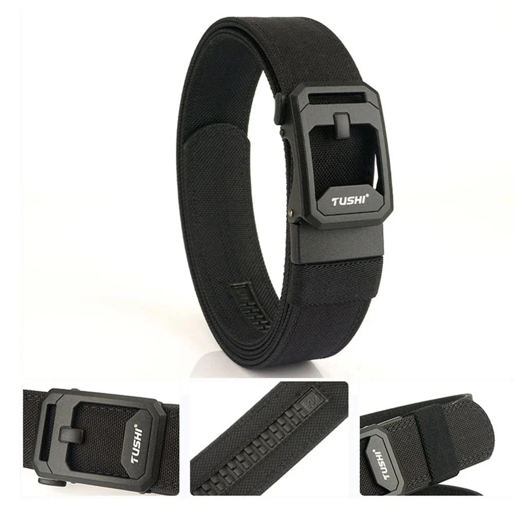 TUSHI Hard Tactical Belt for Men Sturdy Nylon Metal Automatic Buckle Police Duty Military Belt Outdoor Girdle IPSC Accessories