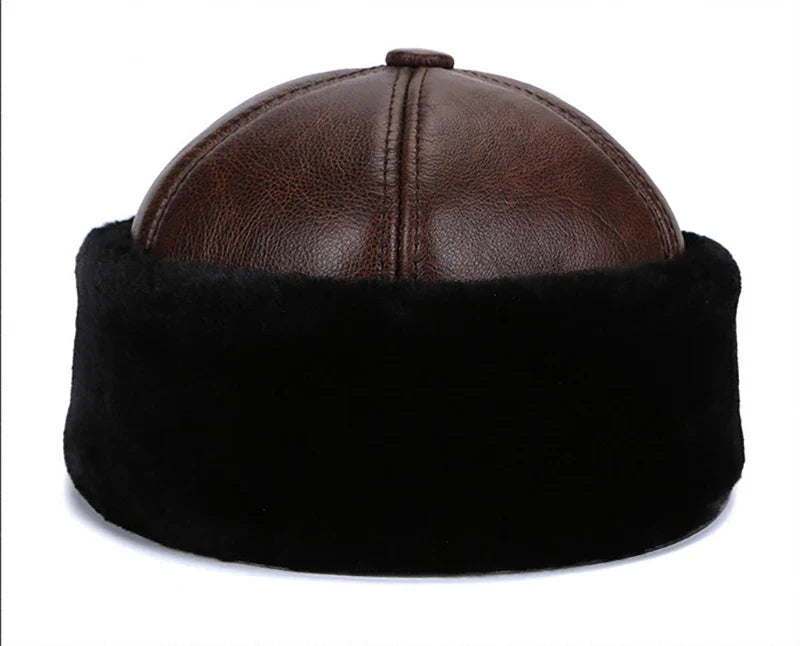 Brand New Style 2026  Retro Cowhide Bomber Hat Winter Keep Warm Caps Men Women Real Leather Cap Thick Velvet Dad Hat Leather Hat