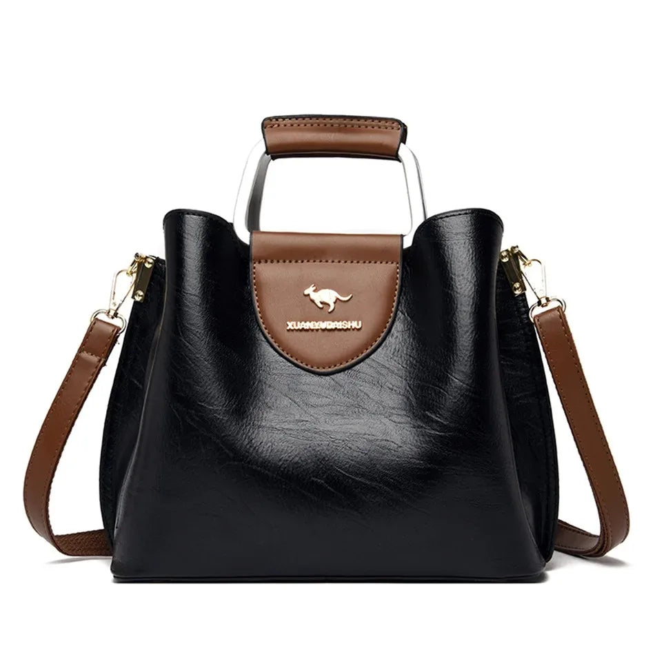 Soft Leather Handbags Women Bags Designer 3 Layers Shoulder Crossbody