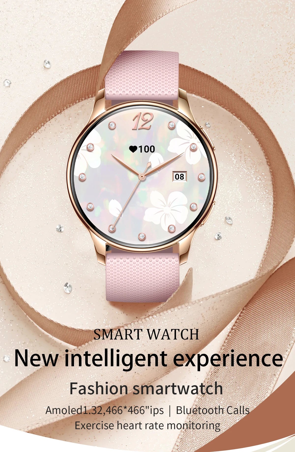 New Original Smartwatch HD 466*466 Always Show Time 1.32 AMOLED Display Call Reminder Gift Ultra Thin Women SmartWatch for Women