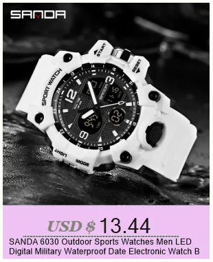 SANDA 6186 Simple Luxury Student Quartz Watch Clock Gift Outdoor Light Silicone Strap Wristwatch for Boy and Girl