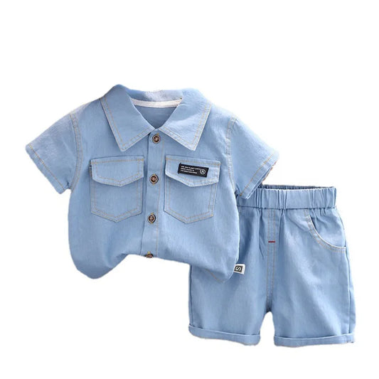New Summer Baby Boys Clothes Suit Children Outfits Fashion Solid Shirt Shorts 2Pcs/Sets Toddler Casual Costume Kids Tracksuits