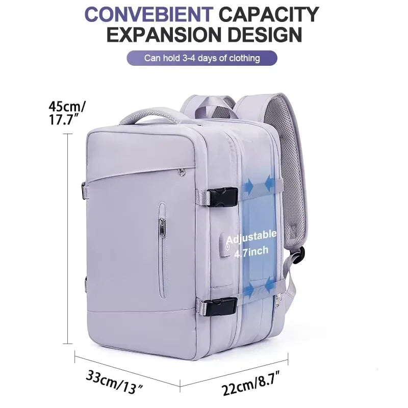 HOMEFISH Travel Backpack for Women Expandable Weekender Hiking Laptop Backpack with USB Port Large Waterproof 40L Men's Backpack