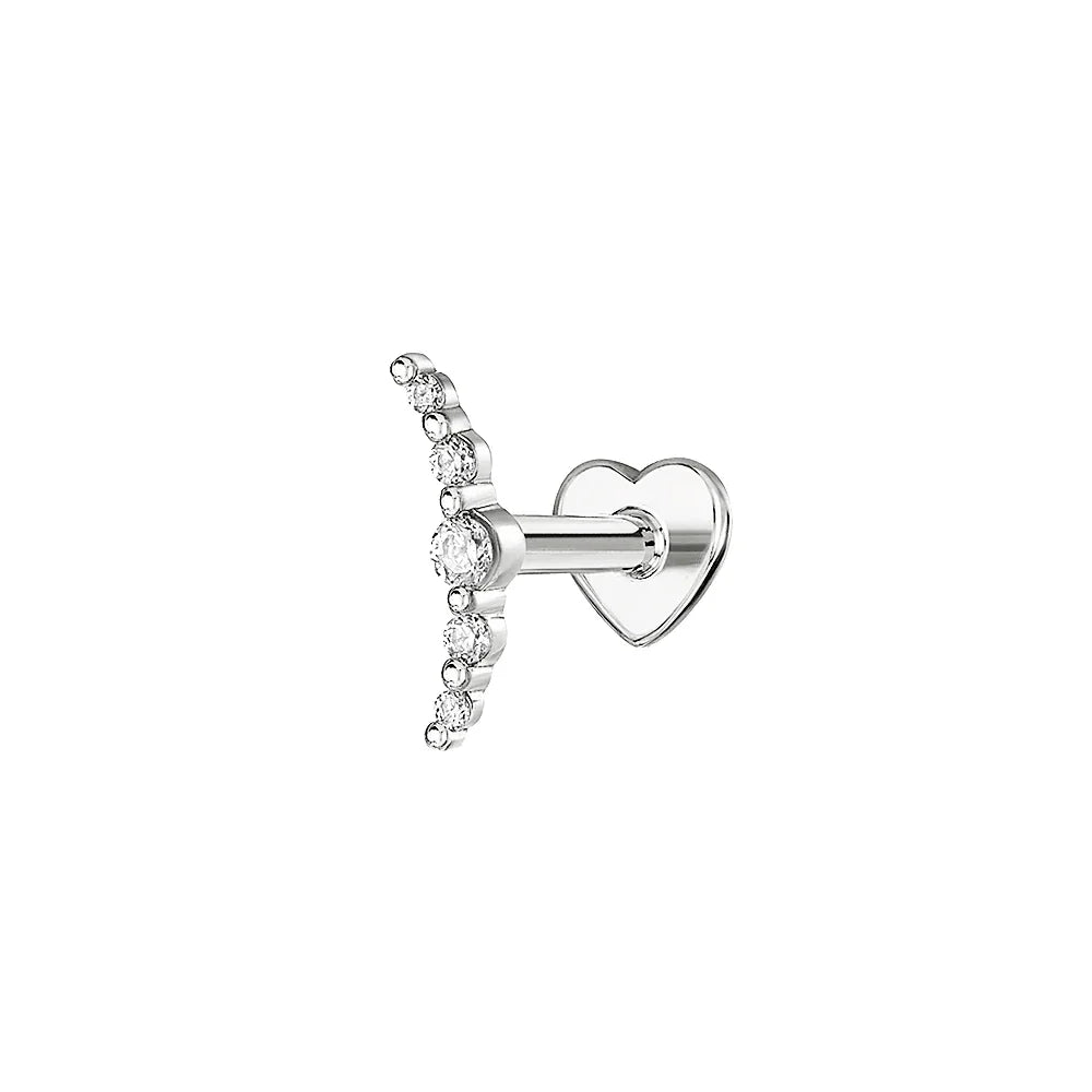 AIDE Heart Round Ball Flat Helix Piercing Earring 925 Sterling Silver Ear Studs Geometric Zircon Exquisite Trinket Studs Aretes