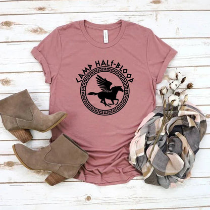 Camp Half Blood T Shirts Fall Training Camp Game Tshirt Halloween Magical Gift Percy Jackson Shirt Unisex T-shirts Harajuku Tees