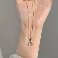 White Round Moonstone Pendant Necklaces Women Fashion Jewelry