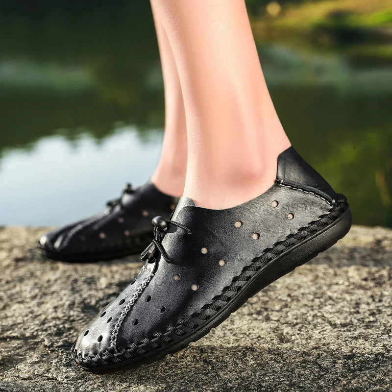 Men's Leather Shoes Breathable Driving Shoes Luxury Brands Formal Men Loafers Moccasins Italian Male Lazy Shoes Black Plus Size