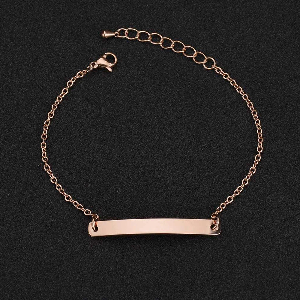 Punk Man Bracelets Hip Pop Gold Color Stainless Steel Thick Hand Chain Blank Bar Couple Men Women Family Jewelry Birthday Gift